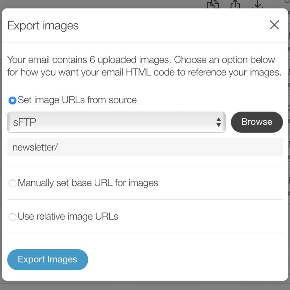 Screenshot of exporting in the editor