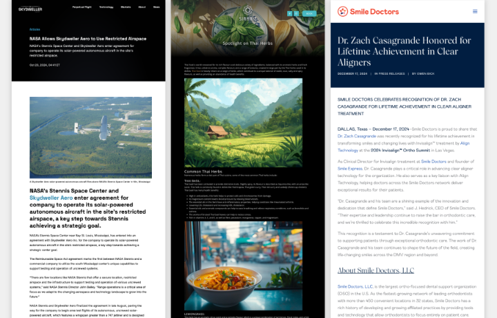 Examples of various article content components.