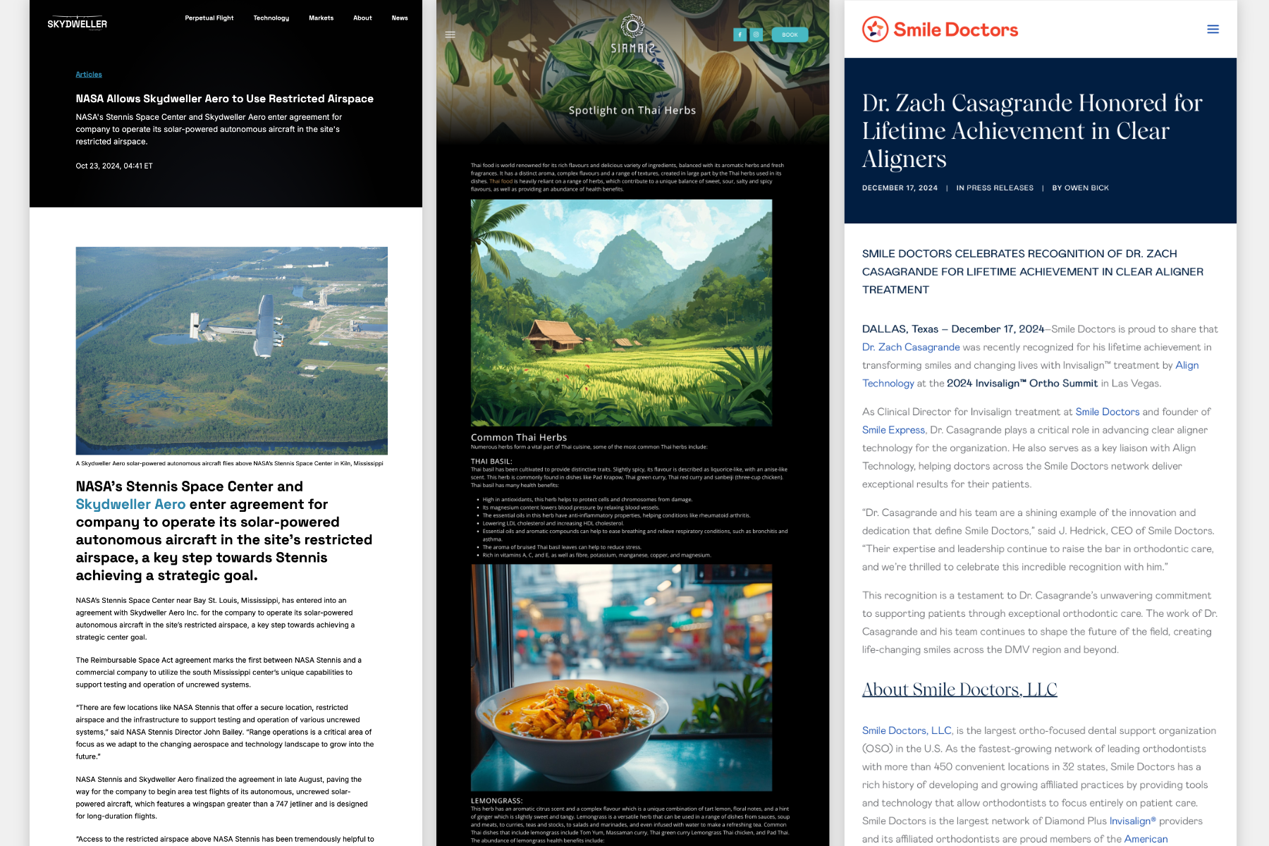 Examples of various article content components.