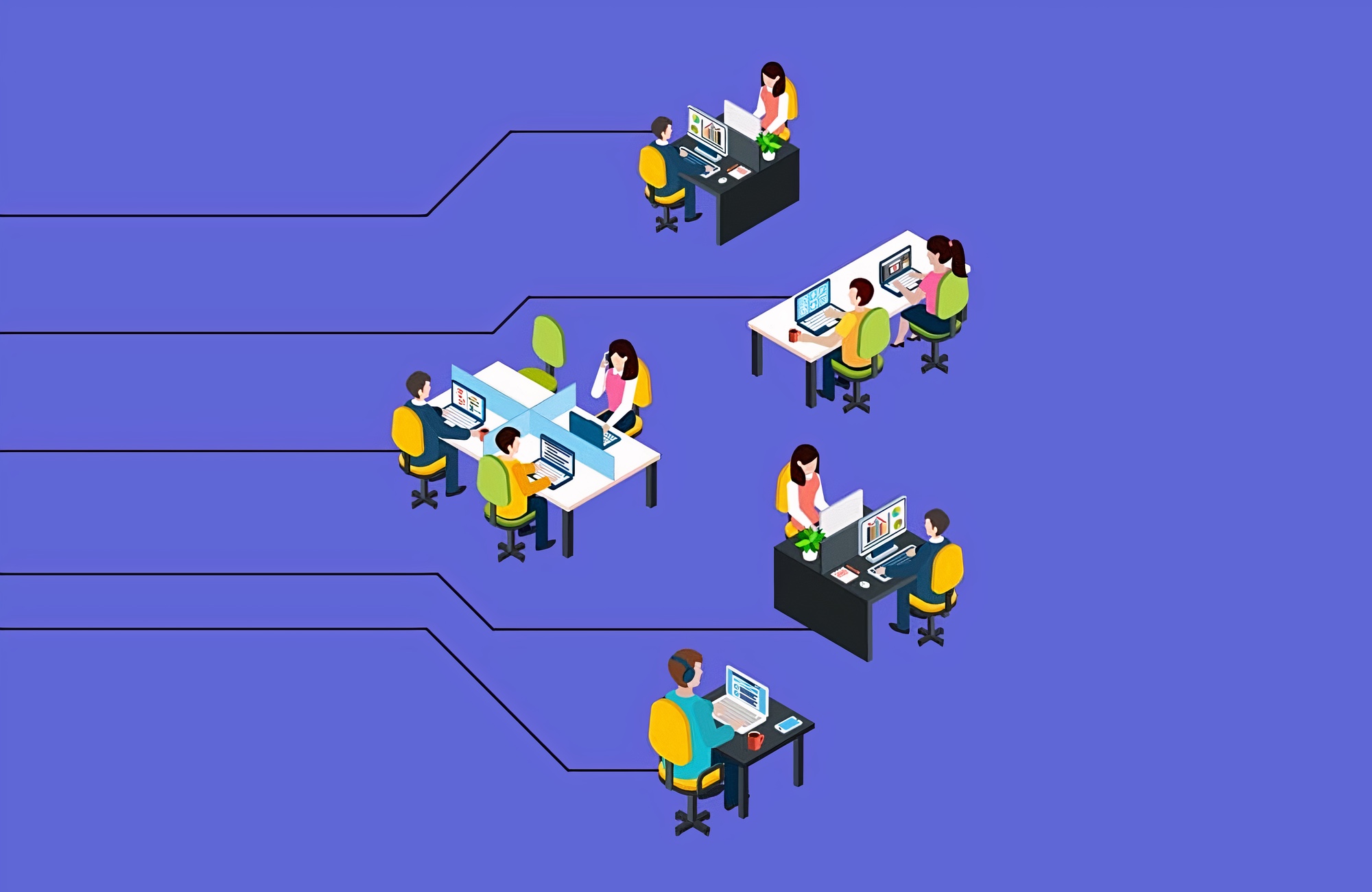 Abstract illustration of distributed teams.