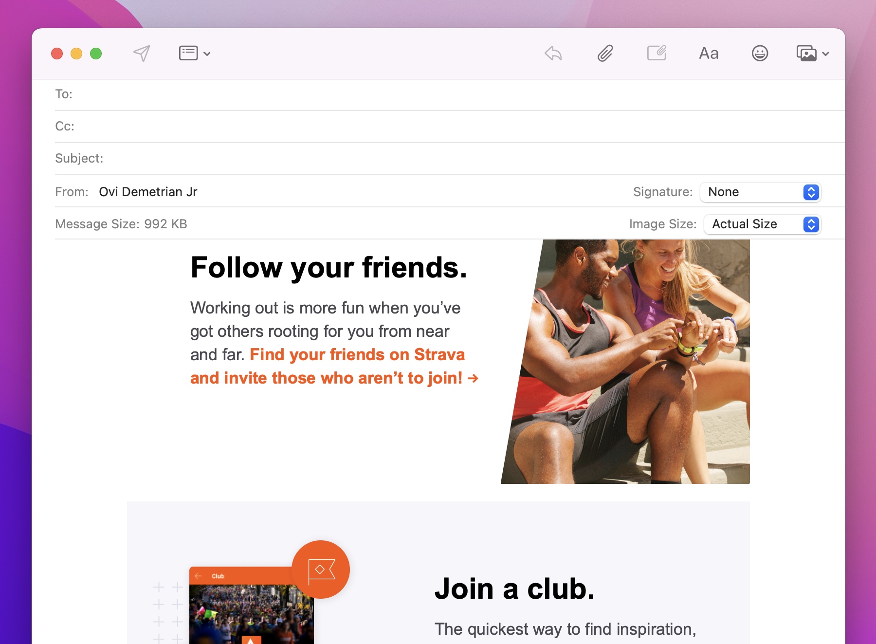 Screenshot of a composed branded email.