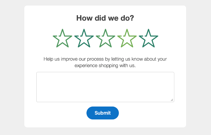Example form with rating and feedback fields.