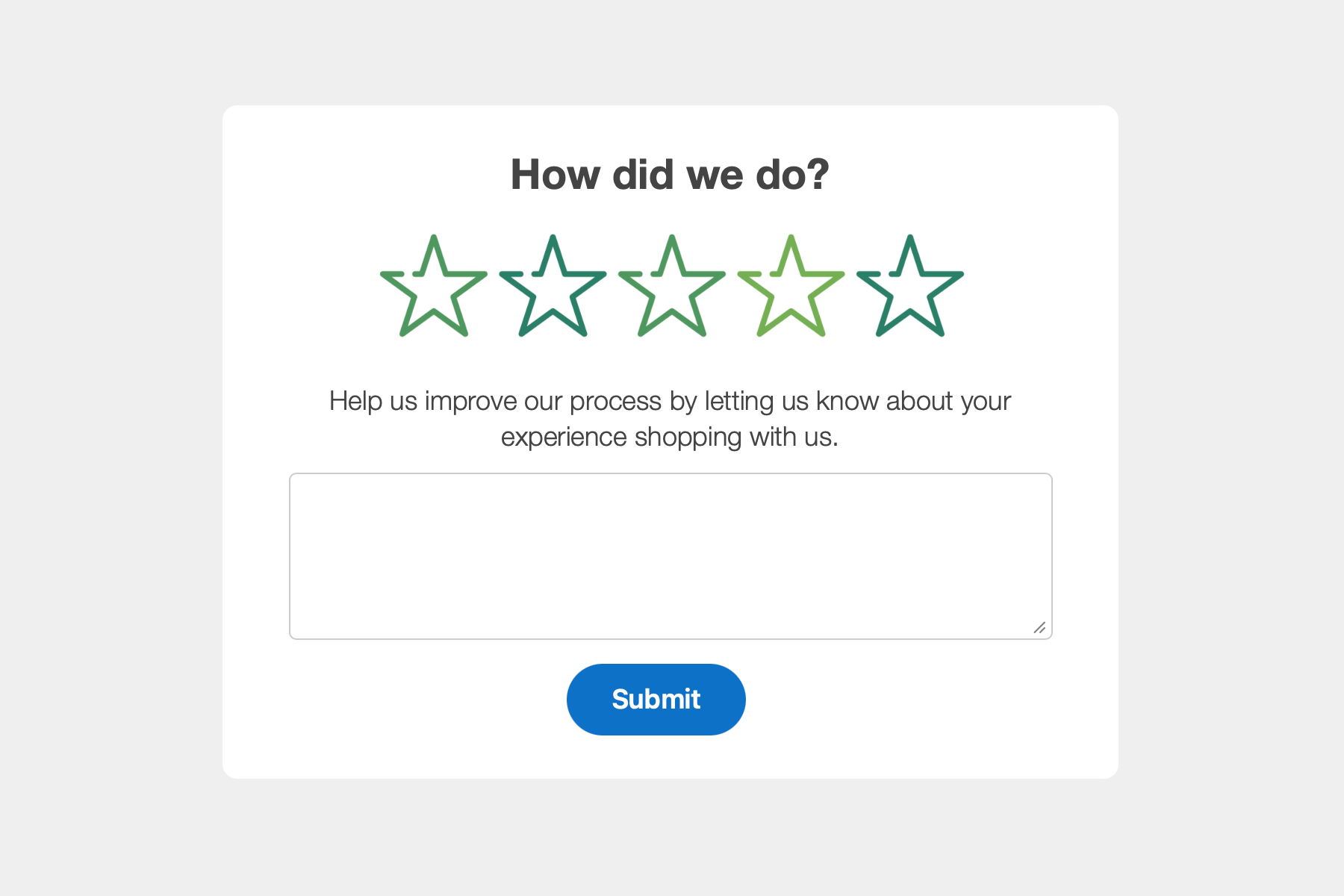 Example form with rating and feedback fields.