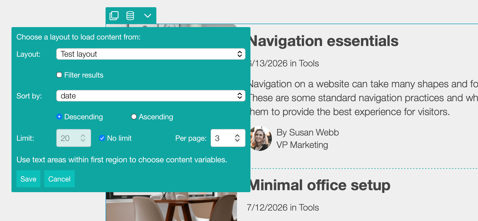A screenshot of the data fields panel.