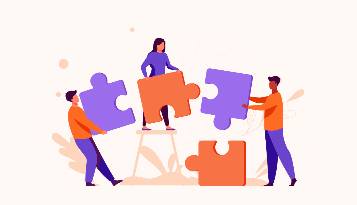 An abstract illustration of integrations connecting to workflows.