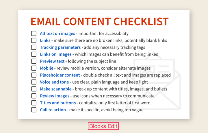 A list of 12 items to help review your email's content