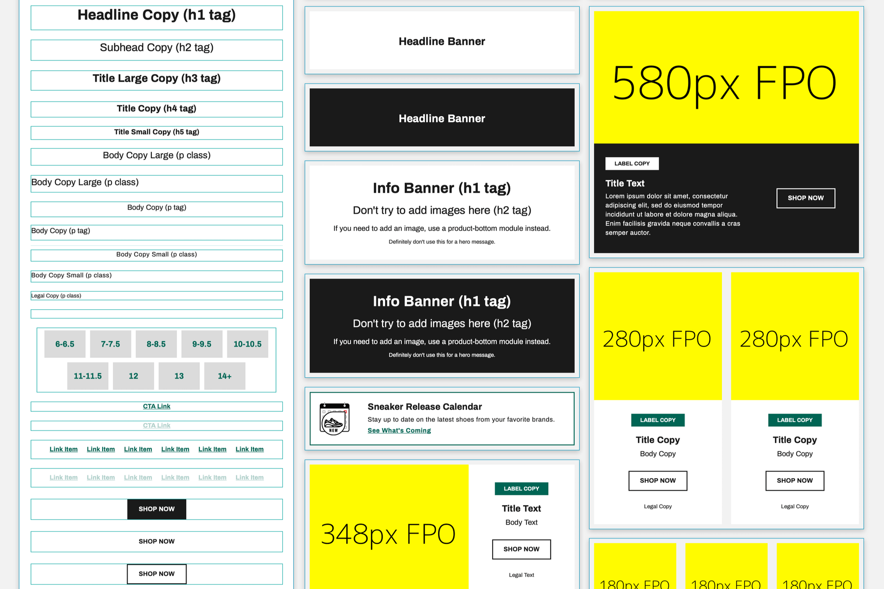 An example of an email design system and its modules.