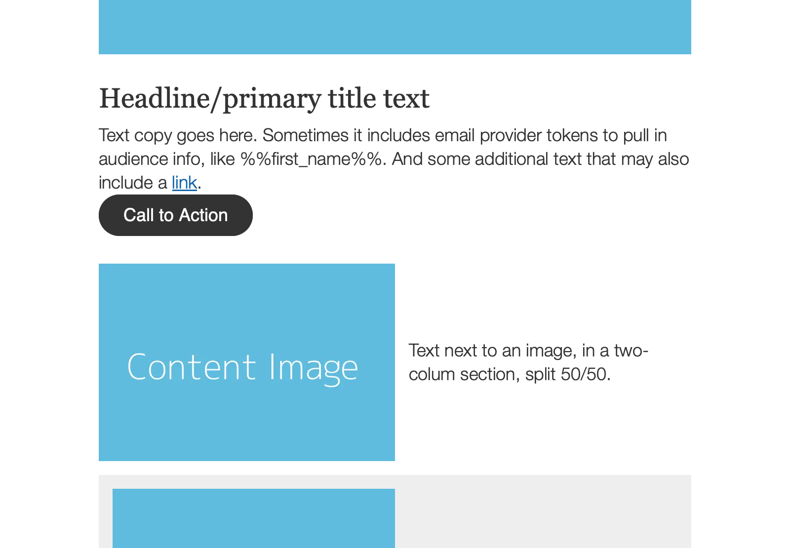 An email template shown with various spacing examples.