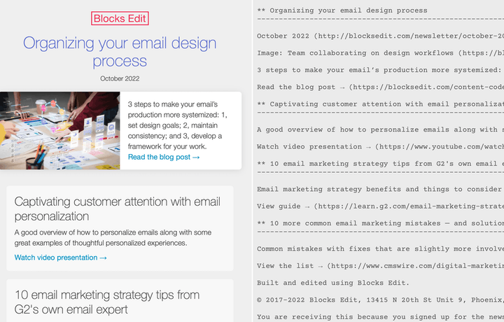 Designing for a branded email's text only version