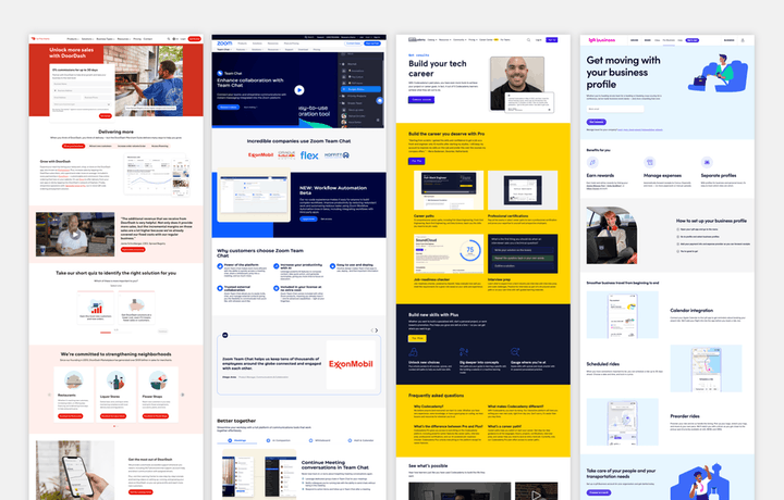 Examples of some landing pages.