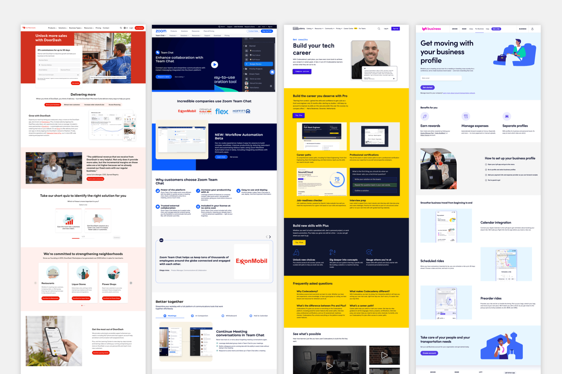 Examples of some landing pages.