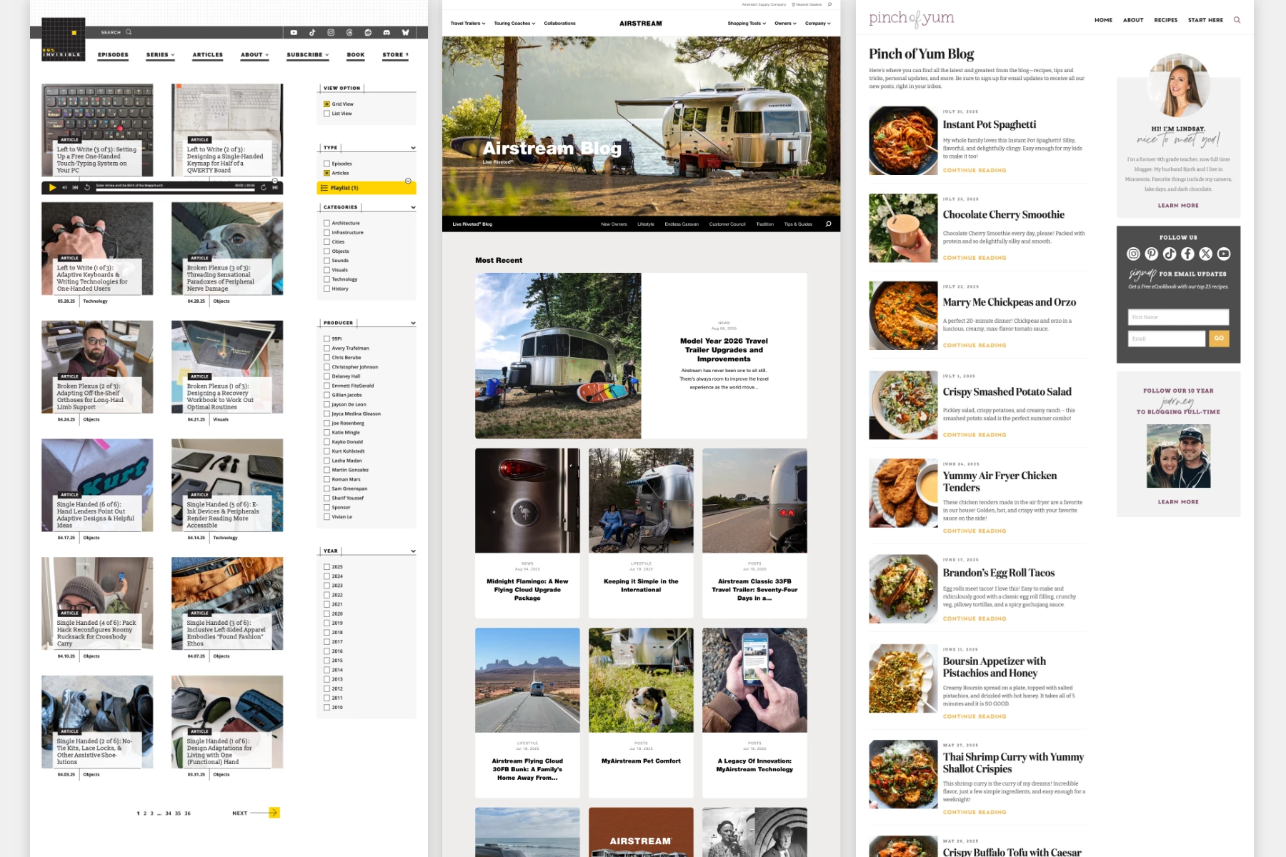 Examples of various listings.