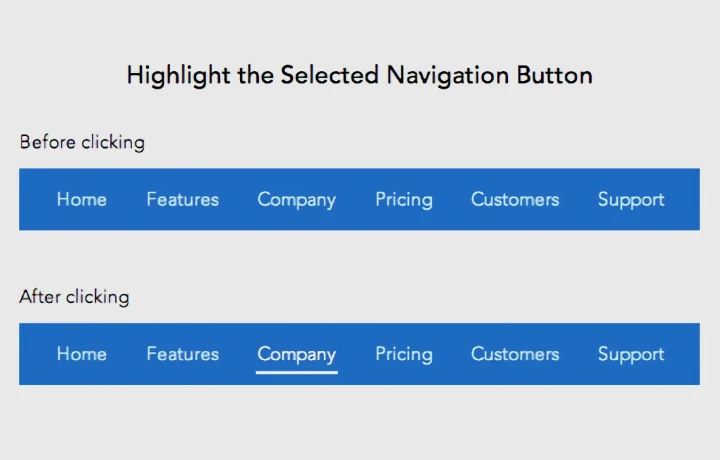 Example of an active state in a website's navigation.