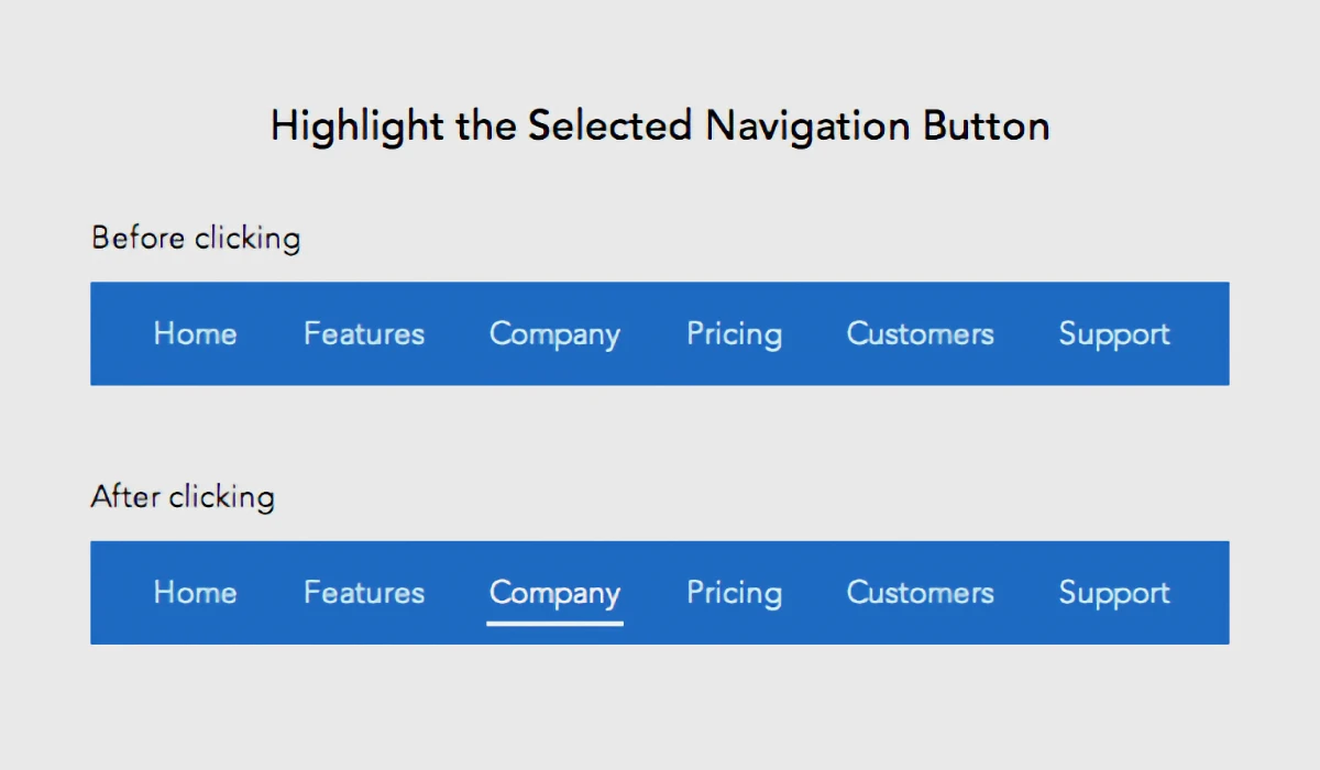 Example of an active state in a website's navigation.