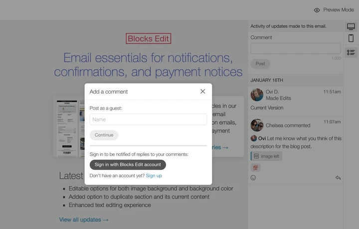 Blocks Edit update: review commenting