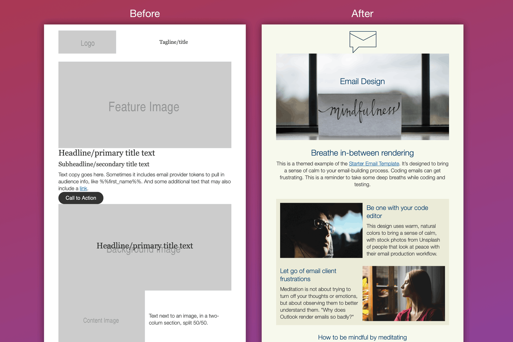 Example of Starter boilerplate template being used.