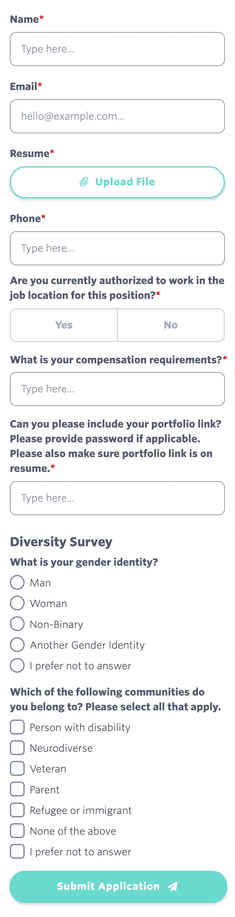 Web form mobile example