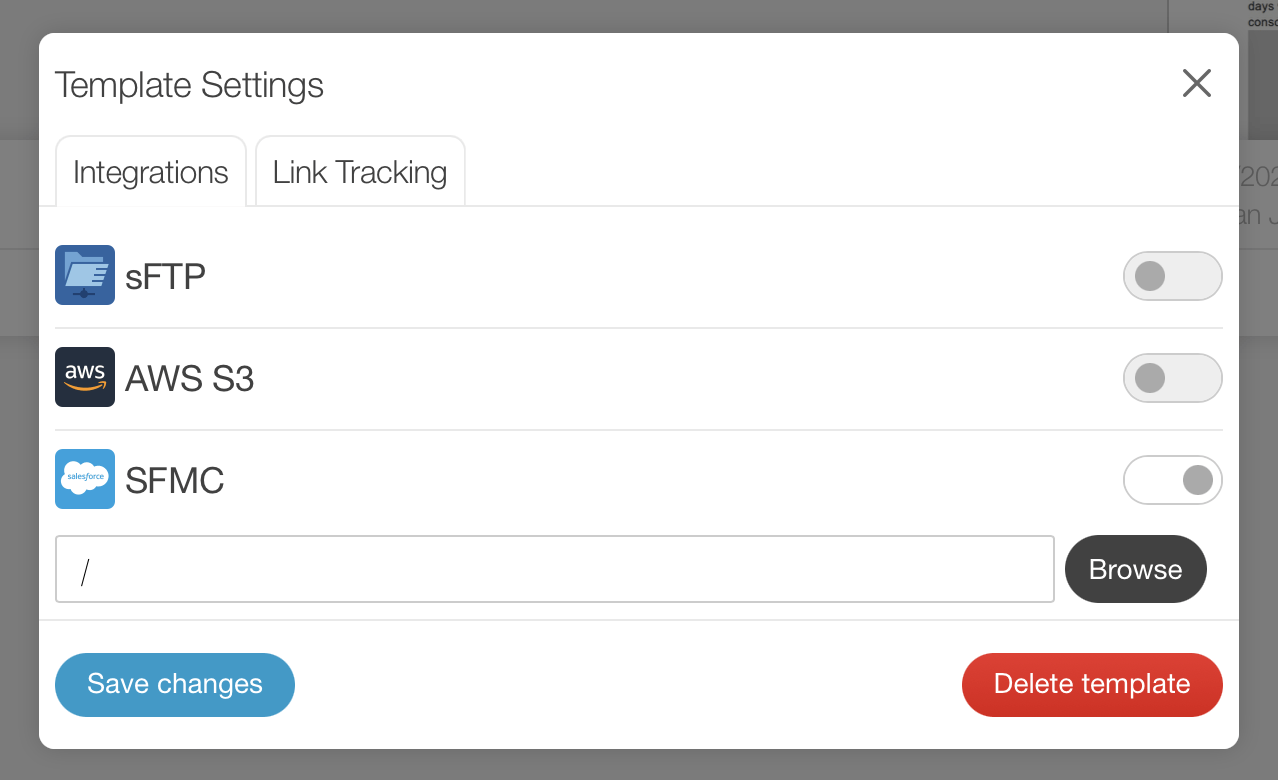 Screenshot of template settings panel in Blocks Edit.