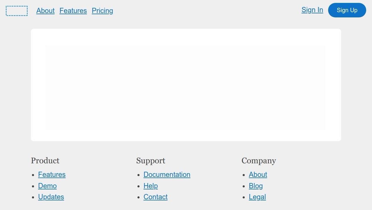 Starter page components navigation template