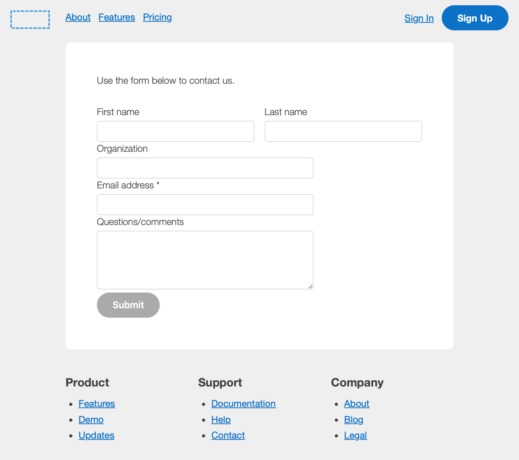 Contact form preview