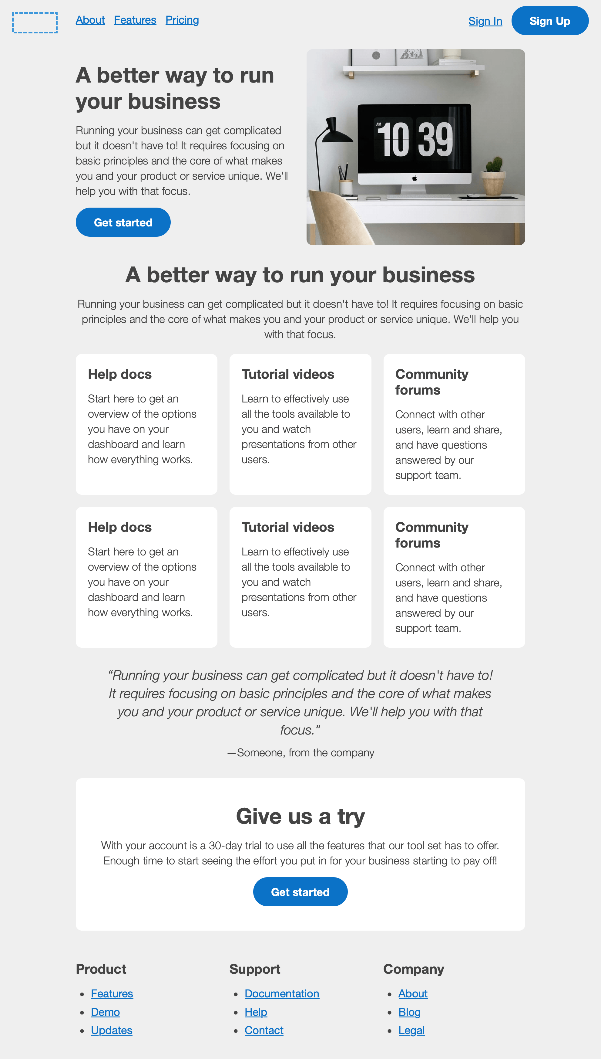 Landing page preview