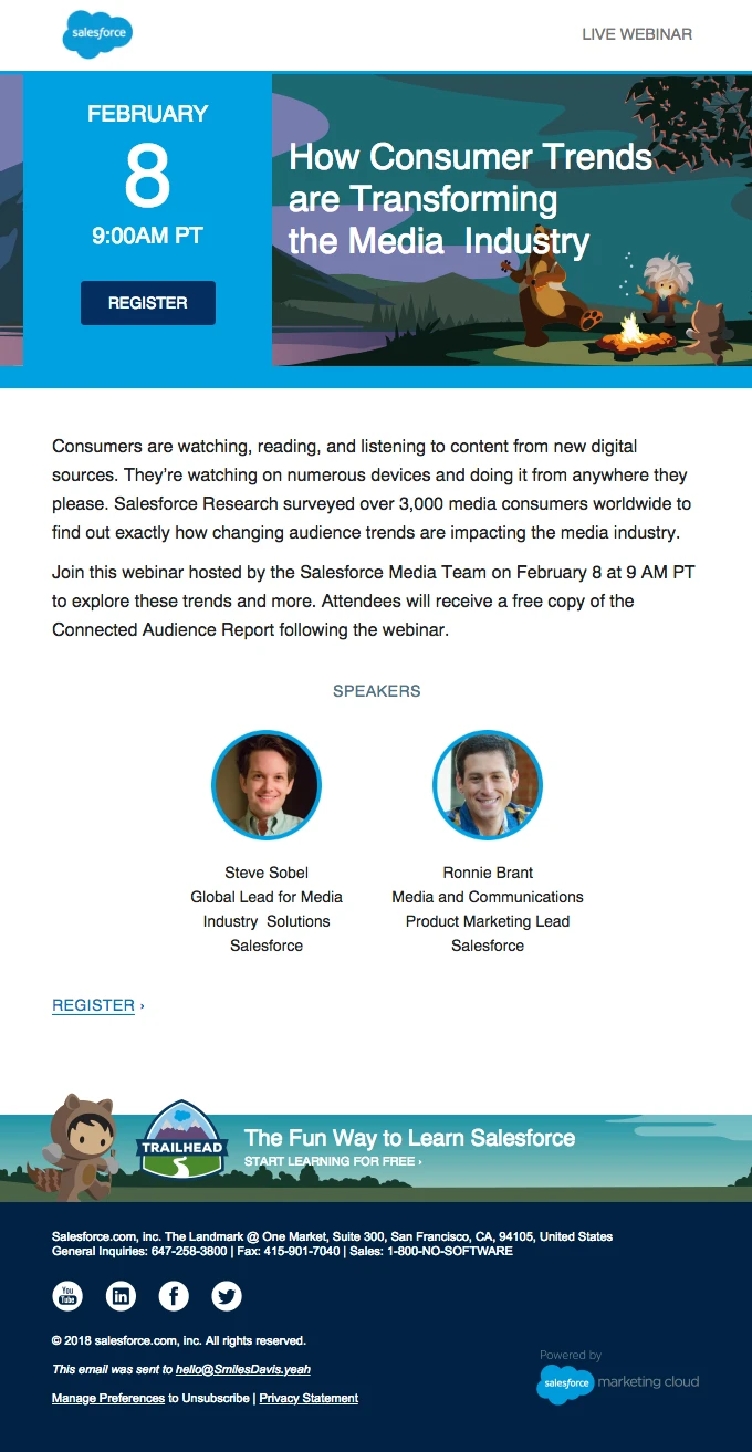 Screenshot of the Salesforce Event email template email