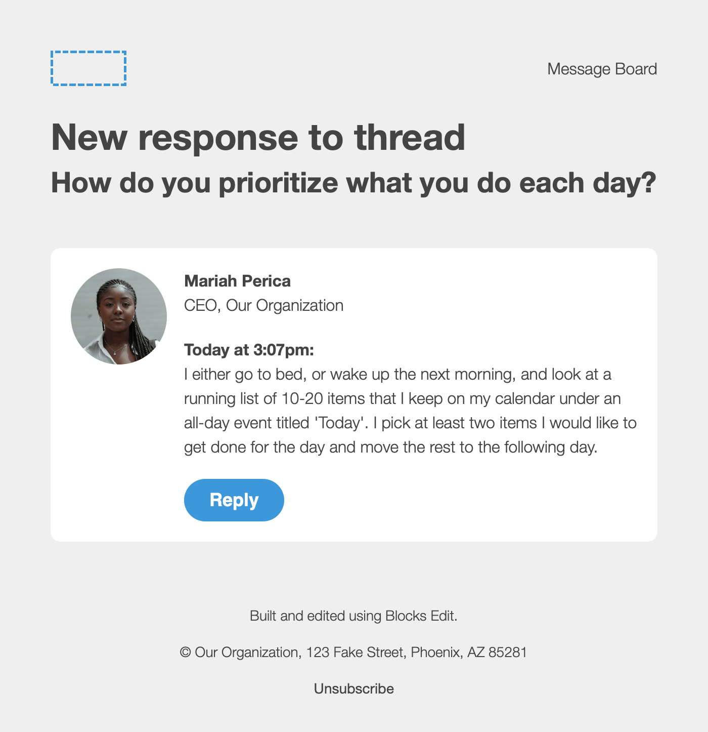 Notification email preview