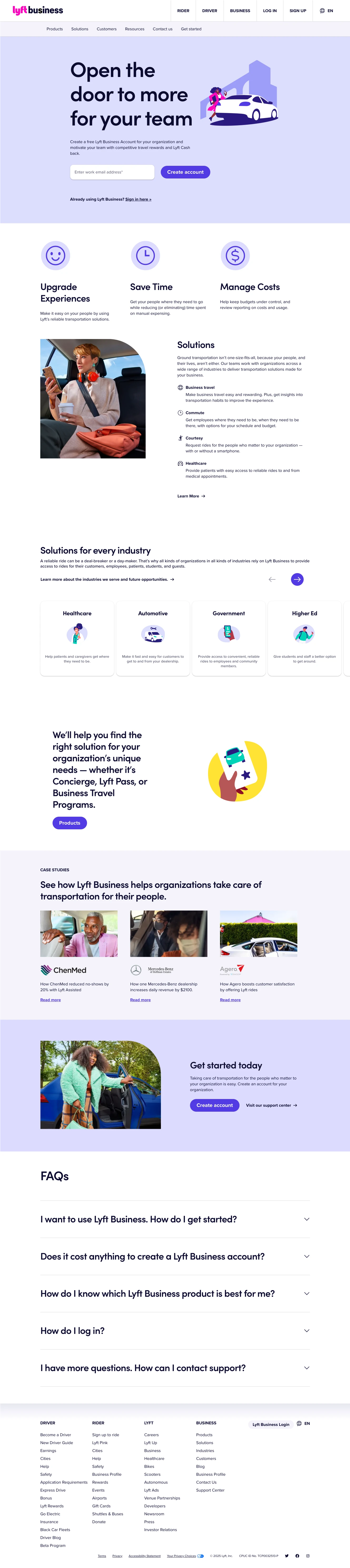 Web page template example