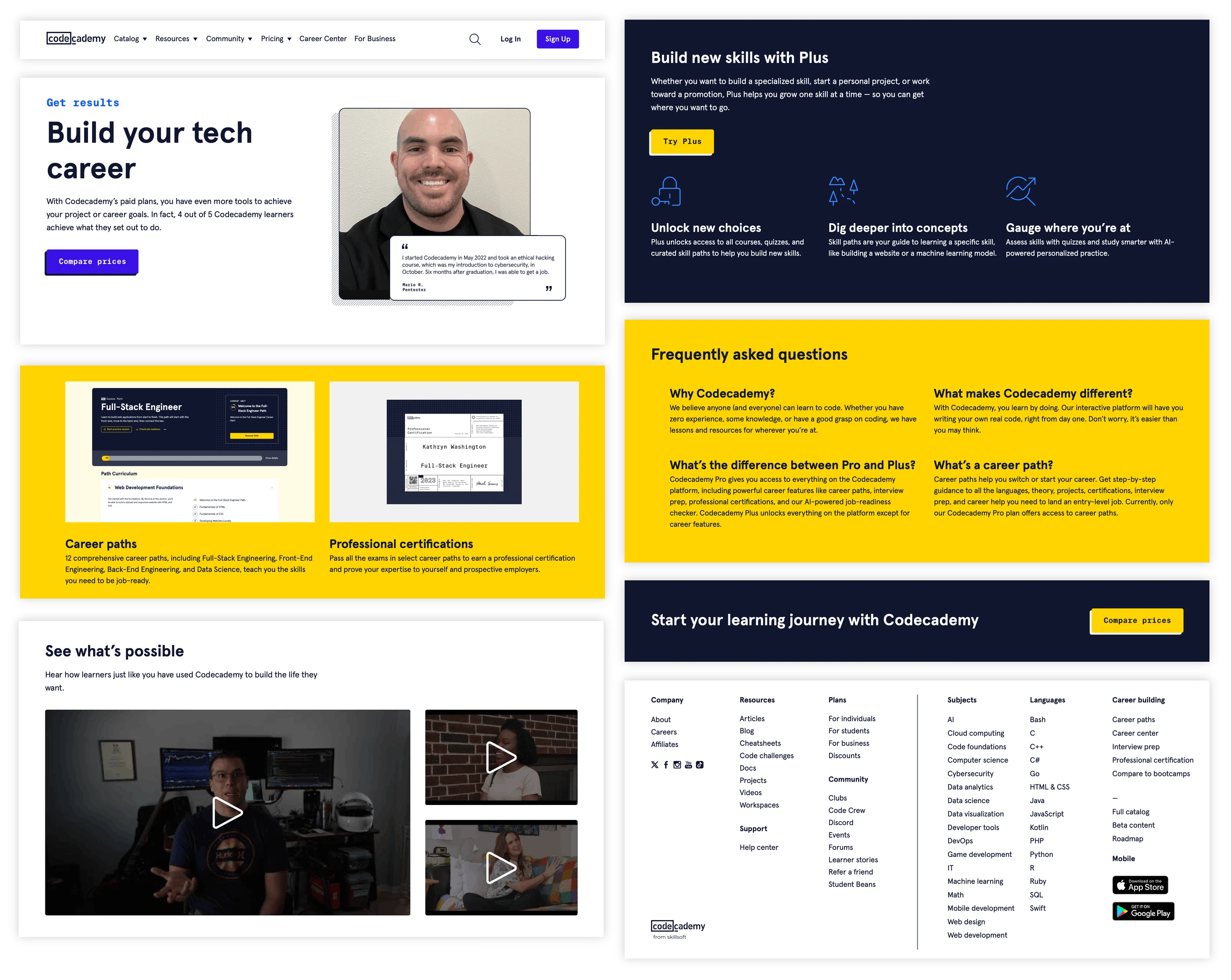 Components of an example landing page.